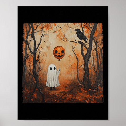 Ghost Pumpkin Gothic Halloween Ghost Spook Poster (Voorkant)