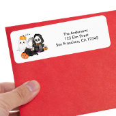 Ghost Pumpkin Grim Reaper Cute Black Cat Halloween Etiket