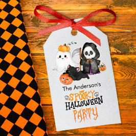 Ghost Pumpkin Grim Reaper Schattigee zwarte kat Ha Cadeaulabel