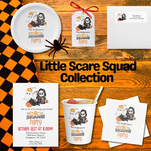 Ghost Pumpkin Grim Reaper Schattigee zwarte kat Ha Cadeaulabel