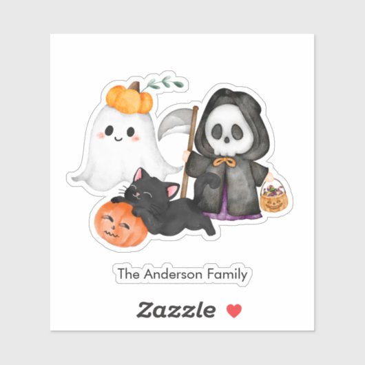 Ghost Pumpkin Grim Reaper Schattigee zwarte kat Ha Sticker (Vel)