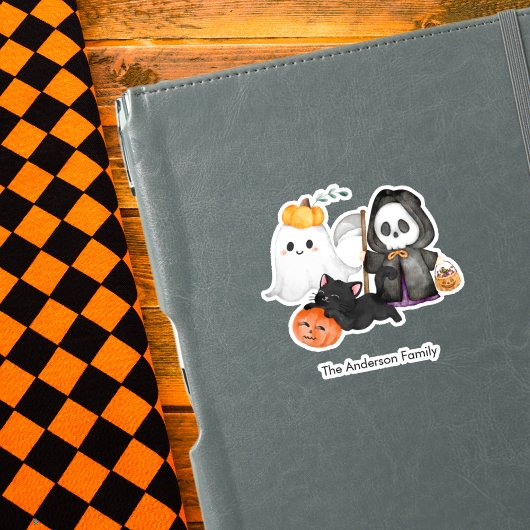Ghost Pumpkin Grim Reaper Schattigee zwarte kat Ha Sticker