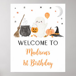 Ghost Pumpkin Halloween Birthday Welkom Poster