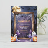 Ghost & Pumpkin Halloween Kaart (Staand voorkant)