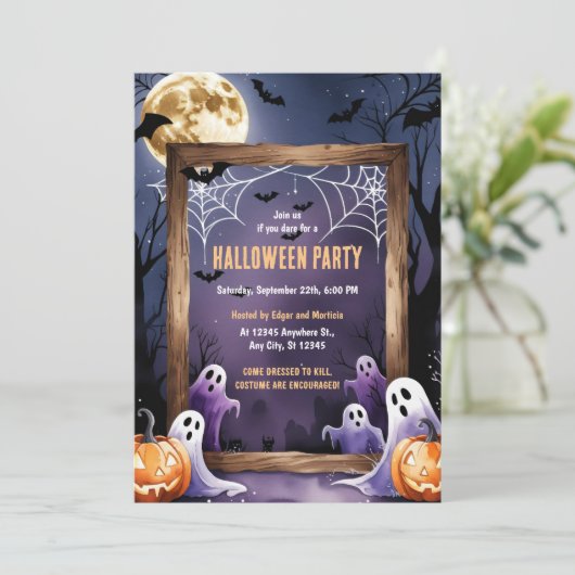 Ghost & Pumpkin Halloween Kaart (Staand voorkant)