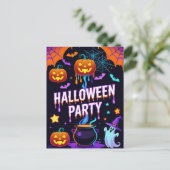 Ghost & Pumpkin Halloween Party Invite Briefkaart (Staand voorkant)