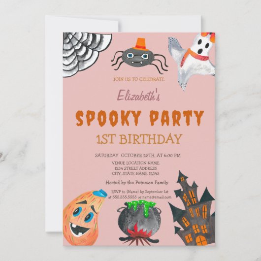 Ghost Pumpkin Halloween Verjaardag Kaart (Voorkant)