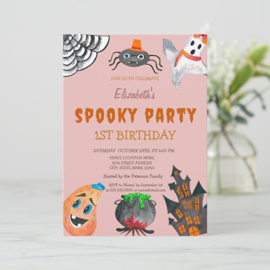 Ghost Pumpkin Halloween Verjaardag Kaart (Staand voorkant)