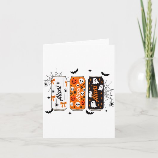 Ghost Pumpkin Sce Funny Halloween Energy Drink Can Kaart (Voorkant)