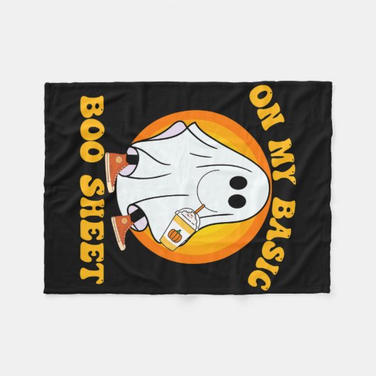 Ghost Pumpkin Spice Latte Herfst Vibe Halloween Fu Fleece Deken (Voorkant (Horizontaal))
