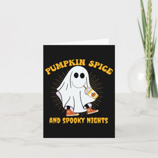 Ghost Pumpkin Spice Latte Herfst Vibe Halloween Sp Kaart (Voorkant)