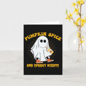 Ghost Pumpkin Spice Latte Herfst Vibe Halloween Sp Kaart (Gele Bloem)