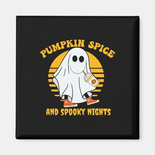 Ghost Pumpkin Spice Latte Herfst Vibe Halloween Sp Magneet (Voorkant)