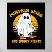 Ghost Pumpkin Spice Latte Herfst Vibe Halloween Sp Poster (Voorkant)