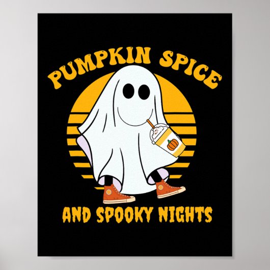 Ghost Pumpkin Spice Latte Herfst Vibe Halloween Sp Poster (Voorkant)
