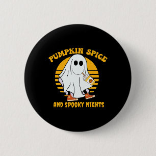 Ghost Pumpkin Spice Latte Herfst Vibe Halloween Sp Ronde Button 5,7 Cm