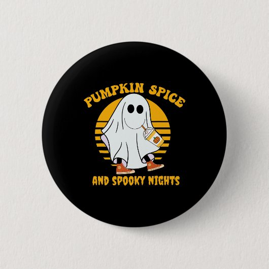 Ghost Pumpkin Spice Latte Herfst Vibe Halloween Sp Ronde Button 5,7 Cm (Voorkant)