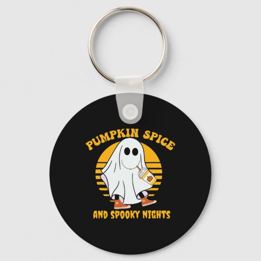 Ghost Pumpkin Spice Latte Herfst Vibe Halloween Sp Sleutelhanger (Voorkant)