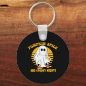 Ghost Pumpkin Spice Latte Herfst Vibe Halloween Sp Sleutelhanger (Voorkant)