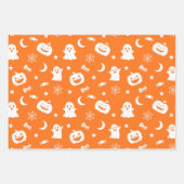 Ghost Pumpkin Spider Moon Oranje Halloween Patroon Inpakpapier Vel (Voorkant 3)