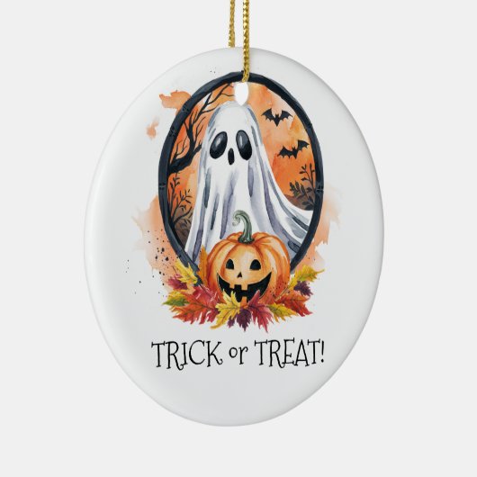 Ghost Pumpkin Trick or treat Halloween Party Keramisch Ornament (Rechts)