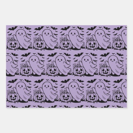 Ghost Pumpkins en vleermuizen Halloween Variëteit Inpakpapier Vel (Voorkant 3)