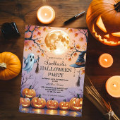 Ghost, Pumpkins & Full Moon Spooktacular Halloween Kaart