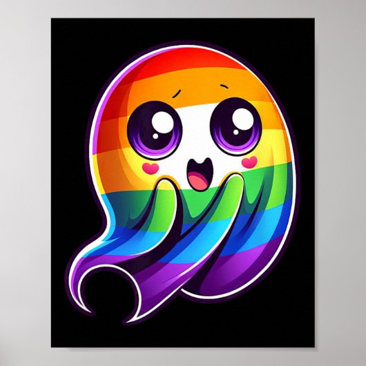 Ghost Rainbow Gay Pride Grappig Poster (Voorkant)