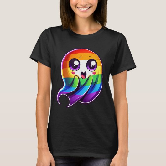 Ghost Rainbow Gay Pride Grappig T-shirt (Voorkant)