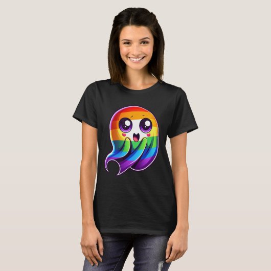 Ghost Rainbow Gay Pride Grappig T-shirt (Voorkant volledig)