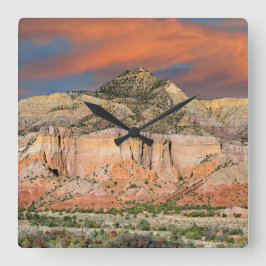 Ghost Ranch Mountain Pastels Vierkante Klok