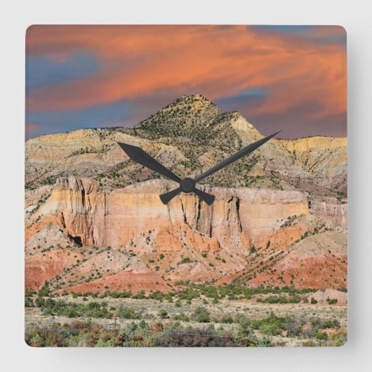 Ghost Ranch Mountain Pastels Vierkante Klok (Voorkant)