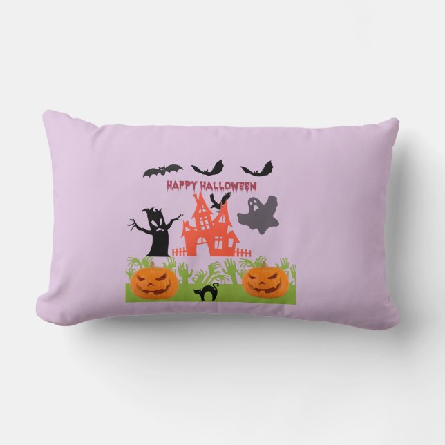 Ghost / Raven zweven boven spookhuis Kussen (Voorkant)