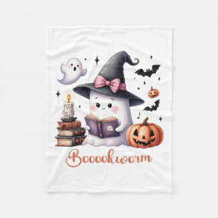 Ghost Reading Boek Coquette Bow Halloween Girl Tod Fleece Deken