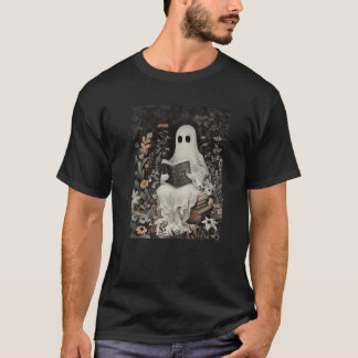 Ghost Reading Boek Forest Floral Gothic Halloween T-shirt
