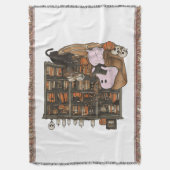 Ghost Reading Boek Kattenliefhebber Halloween Deken (Voorkant Verticaal)