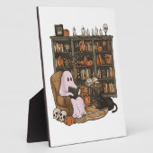 Ghost Reading Boek Kattenliefhebber Halloween Fotoplaat (Zijkant)