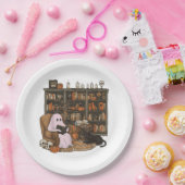 Ghost Reading Boek Kattenliefhebber Halloween Papieren Bordje (Feest)