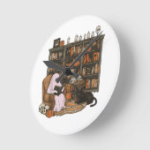 Ghost Reading Boek Kattenliefhebber Halloween Ronde Klok (Hoek)