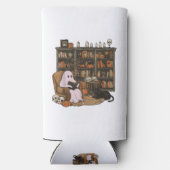 Ghost Reading Boek Kattenliefhebber Halloween Seltzer Blikjeskoeler (Achterkant)