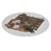 Ghost Reading Boek Kattenliefhebber Halloween Snijplank (Hoek)