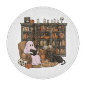 Ghost Reading Boek Kattenliefhebber Halloween Snijplank (Voorkant)