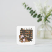 Ghost Reading Boek Kattenliefhebber Halloween Vierkante Visitekaartje (Staand voorkant)