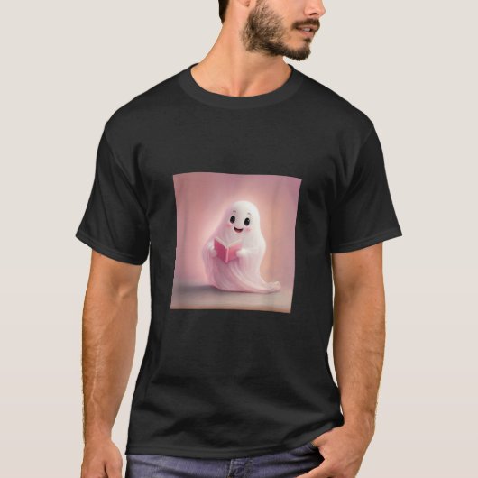 Ghost Reading Book Lover Library T-shirt (Voorkant)