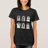 Ghost Reading Book Schattige Teacher Halloween Gho T-shirt (Voorkant)