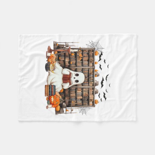 Ghost Reading Books Boekachtige leraar Halloween K Fleece Deken (Voorkant (Horizontaal))