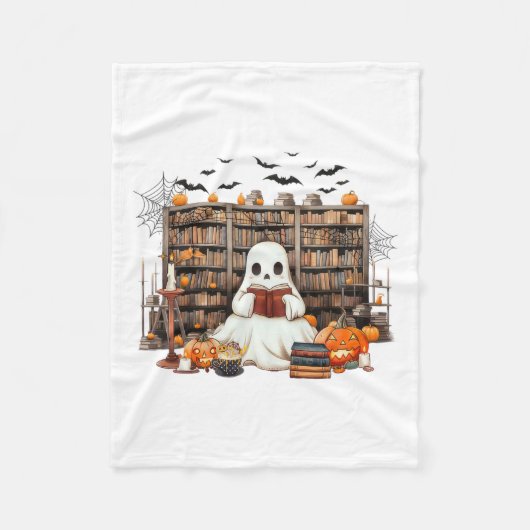 Ghost Reading Books Boekachtige leraar Halloween K Fleece Deken (Voorkant)