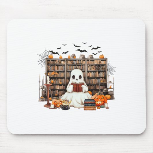 Ghost Reading Books Boekachtige leraar Halloween K Muismat (Voorkant)