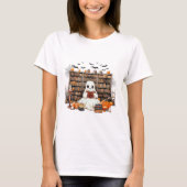 Ghost Reading Books Boekachtige leraar Halloween K T-shirt (Voorkant)