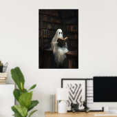 Ghost Reading Books In Library Print, Digital Poster (Thuiskantoor)